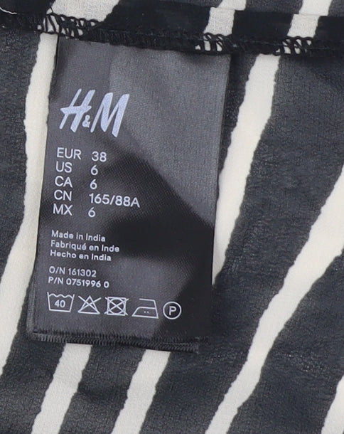 H&M Women's Zebra Print Sleeveless Button-Up Blouse UK 10