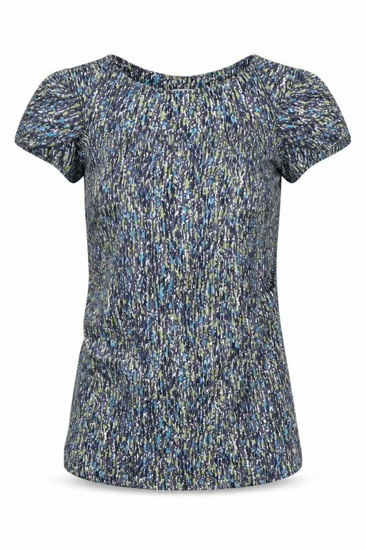Front view of Minuet Petite Multicoloured Blouse, UK, size 8, Geometric Pattern
