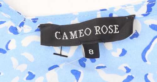 Cameo Rose Blue Animal Print Wrap Dress, Size 8