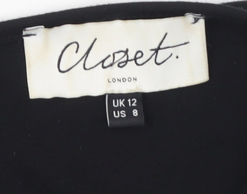 Closet London Women's Black A-Line Dress UK 12