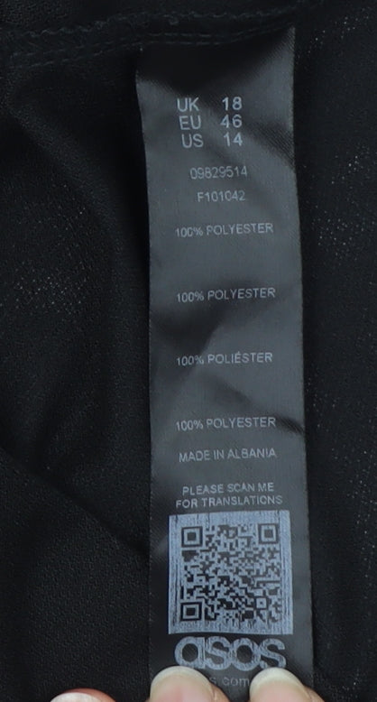 ASOS Black Slip Midi Dress for Women, Size 18