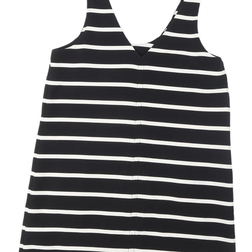New Look Women's Black Striped Dungaree Dress Size 12