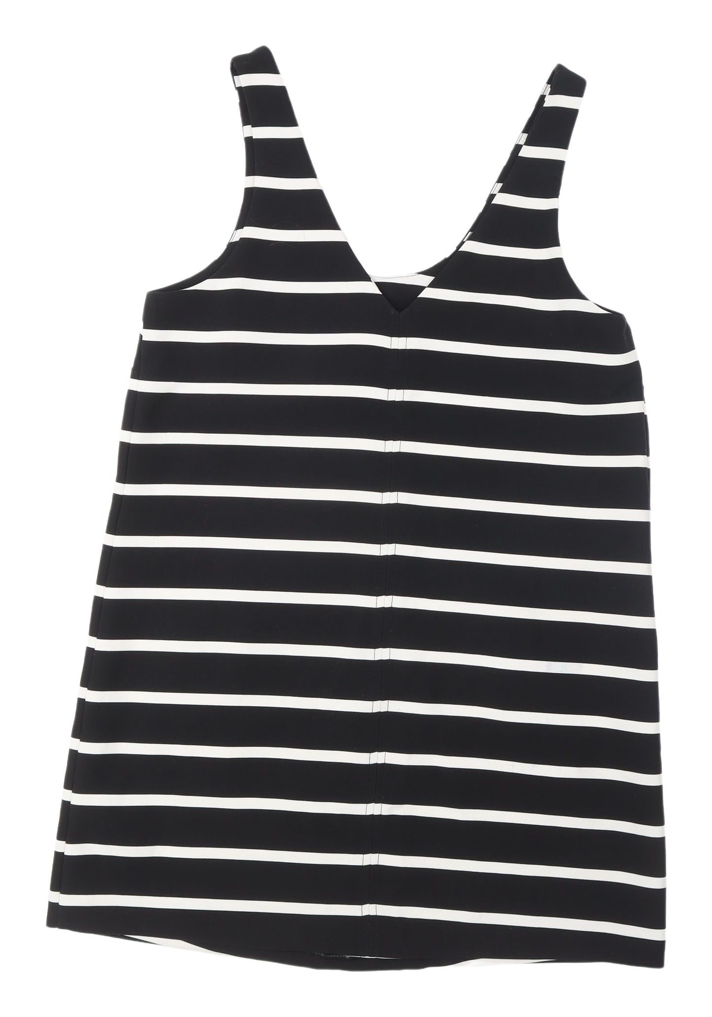 New Look Women's Black Striped Dungaree Dress Size 12