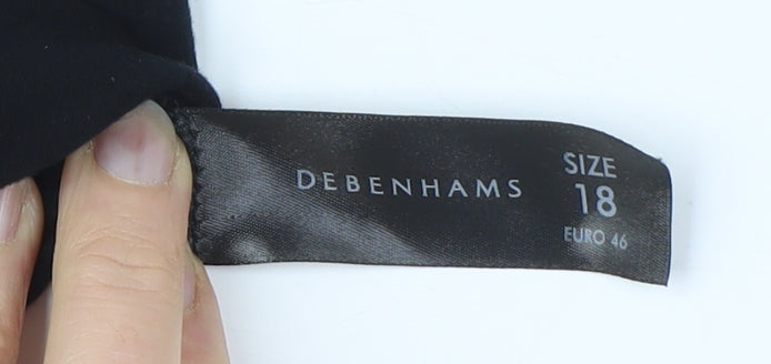 Debenhams Women's Black Beaded Cowl Neck Blouse Size 18