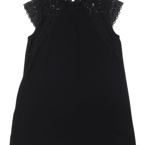 Zara Women's Black Shift Dress, Size S, Sleeveless Lace