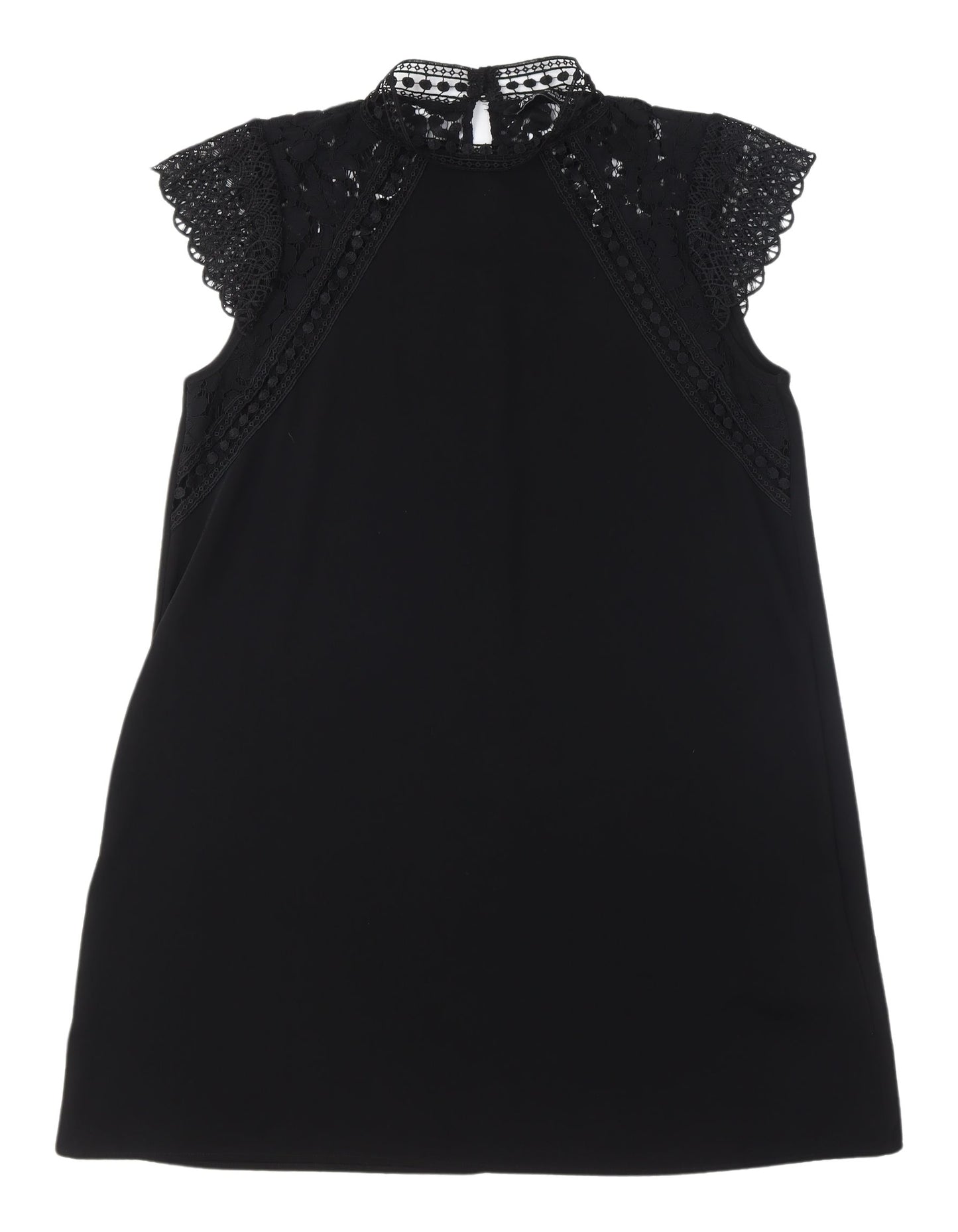 Zara Women's Black Shift Dress, Size S, Sleeveless Lace