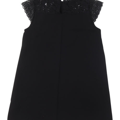 Zara Women's Black Shift Dress, Size S, Sleeveless Lace