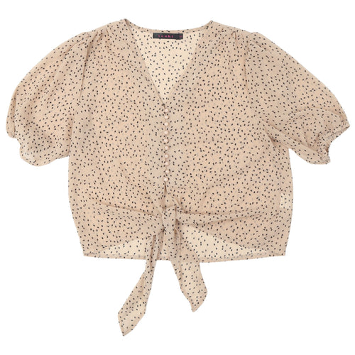 Tenki Women's Beige Animal Print Wrap Blouse