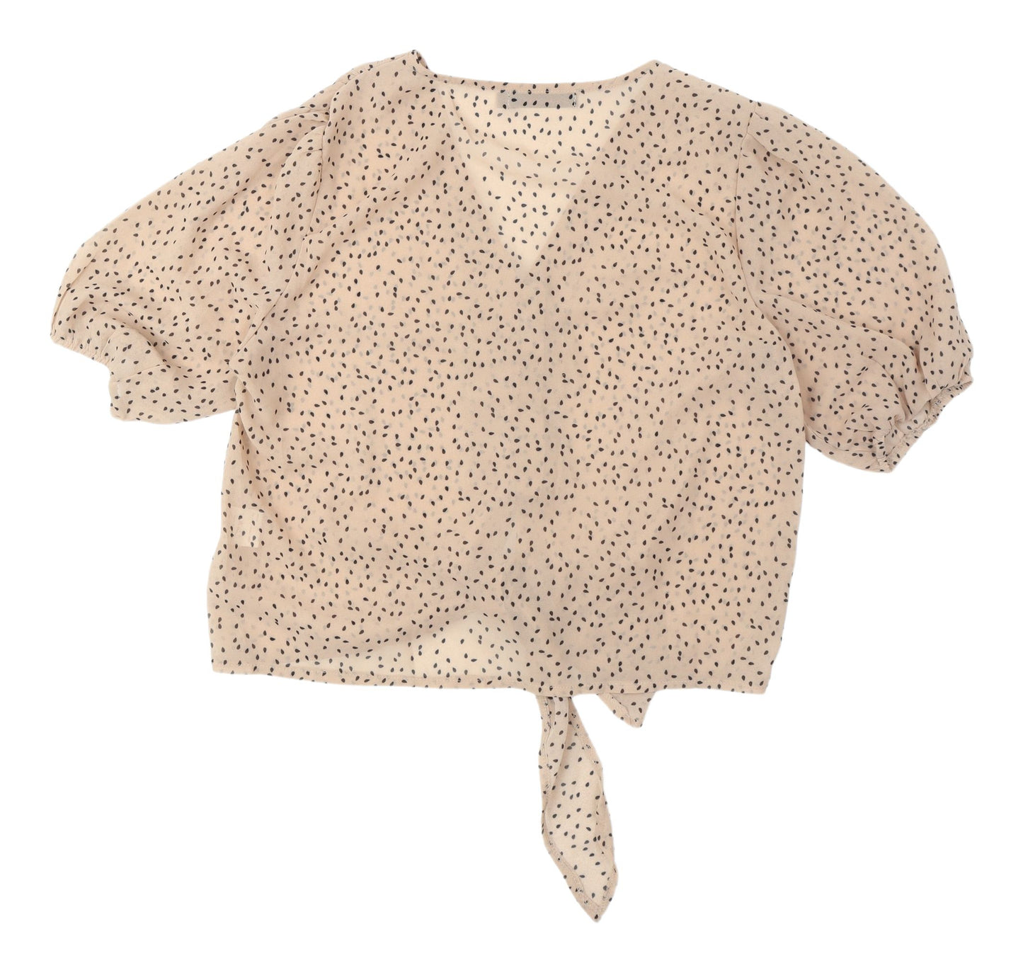 Tenki Women's Beige Animal Print Wrap Blouse