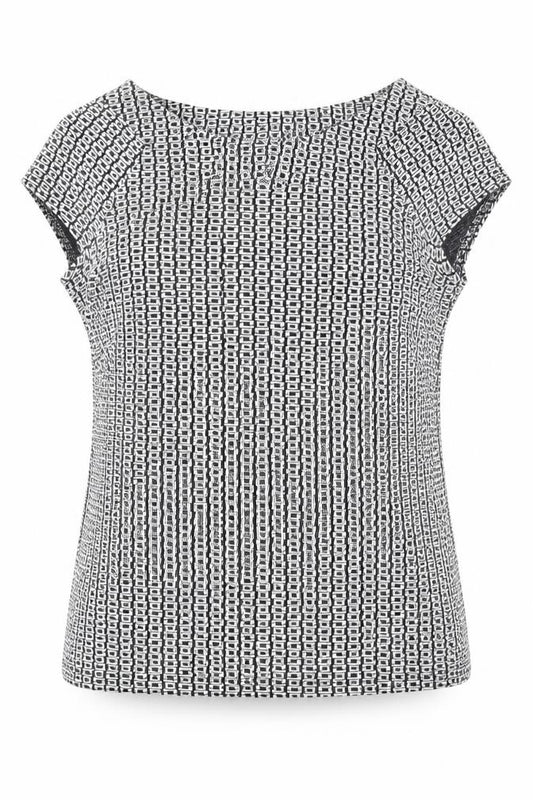 Front view of Principles Women's Black Geometric Blouse, size 14