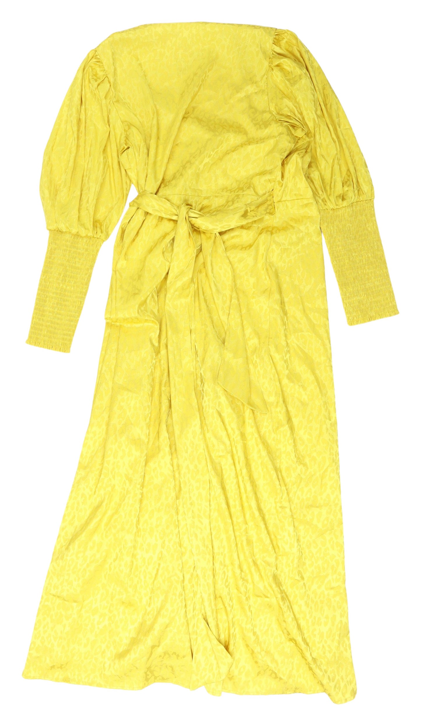 Glamorous Women's Yellow Wrap Midi Dress, Size 12