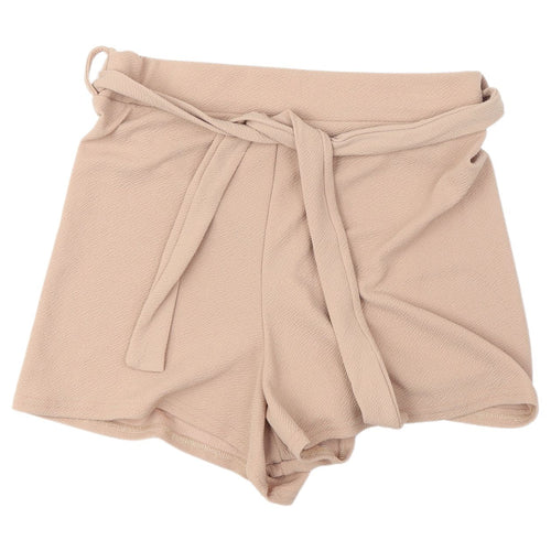 I Saw It First Women Beige Paperbag Shorts Size 16