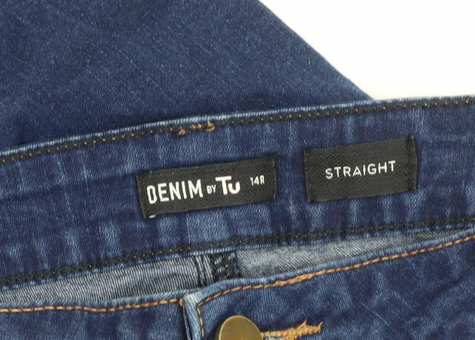Tu Women's Blue Straight Jeans Size 14 Stretch Denim