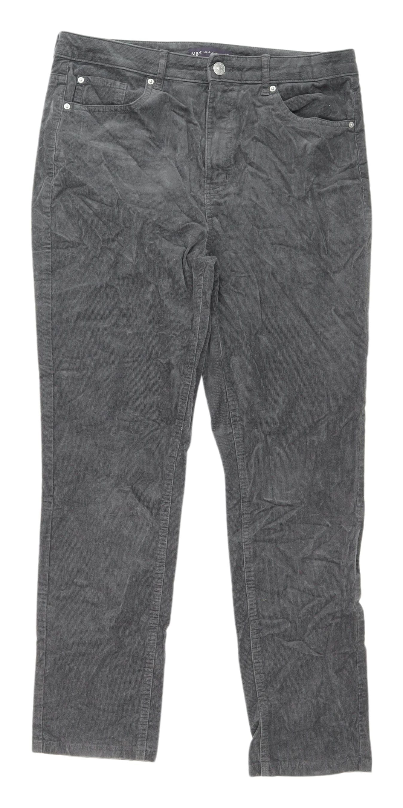 Marks and Spencer Grey Corduroy Women's Trousers Size 14