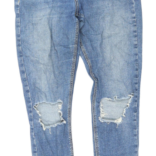 Topshop Women’s Blue Skinny Jeans, Size 10, Distressed