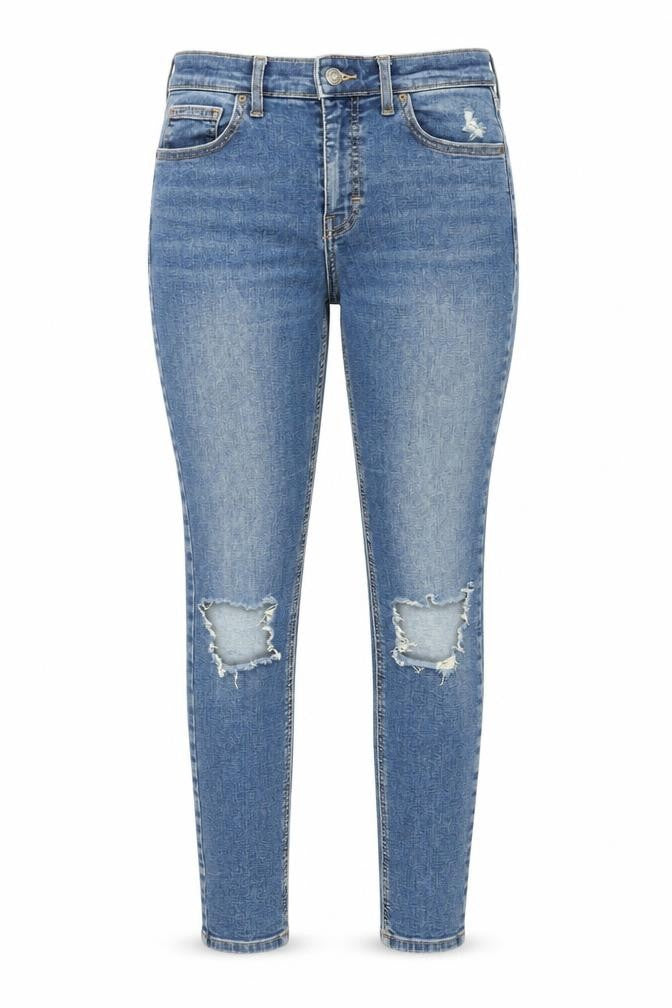 Topshop Women’s Blue Skinny Jeans, Size 10, Distressed