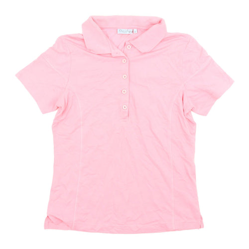 Daily Women Pink Polo Shirt M Cotton Blend Casual