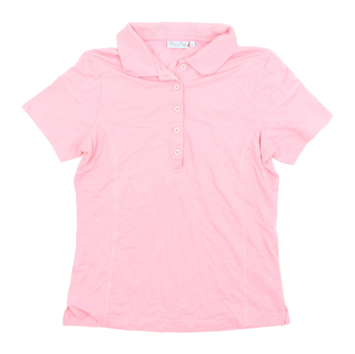 Daily Women Pink Polo Shirt M Cotton Blend Casual