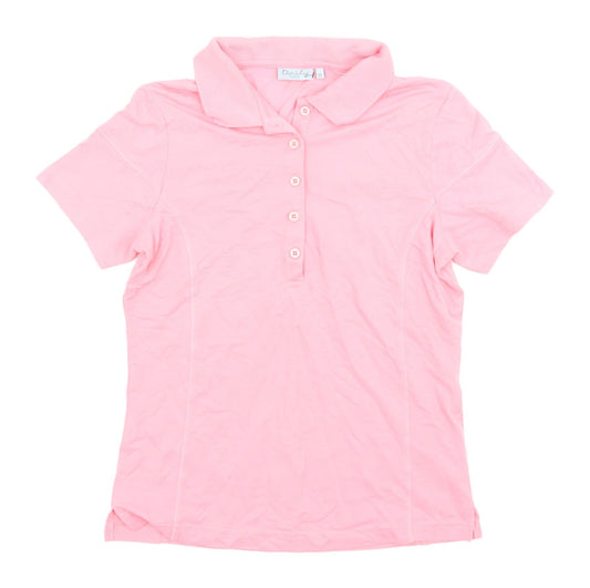 Daily Women Pink Polo Shirt M Cotton Blend Casual