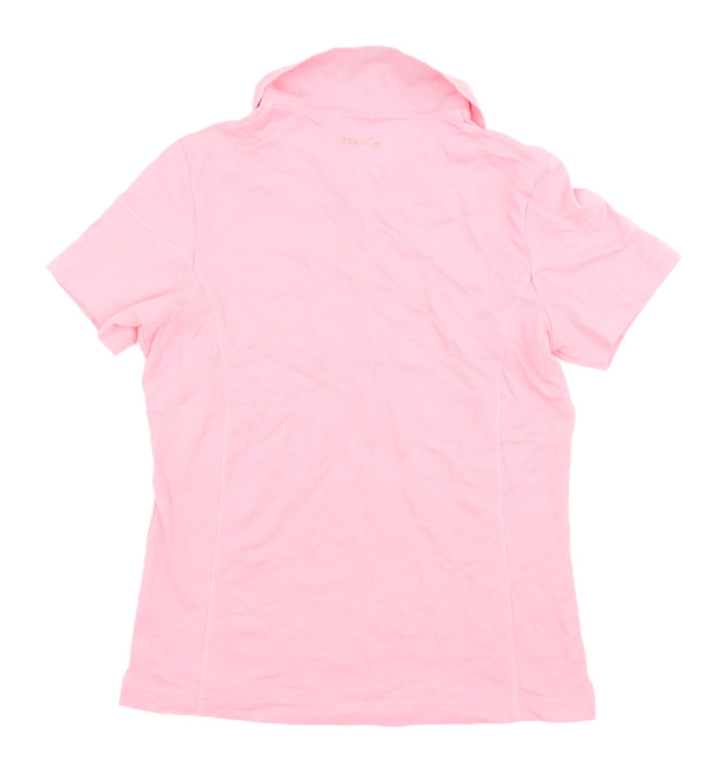 Daily Women Pink Polo Shirt M Cotton Blend Casual