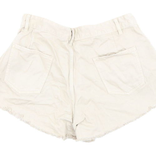 Primark Women Beige Cut-Off Cotton Shorts