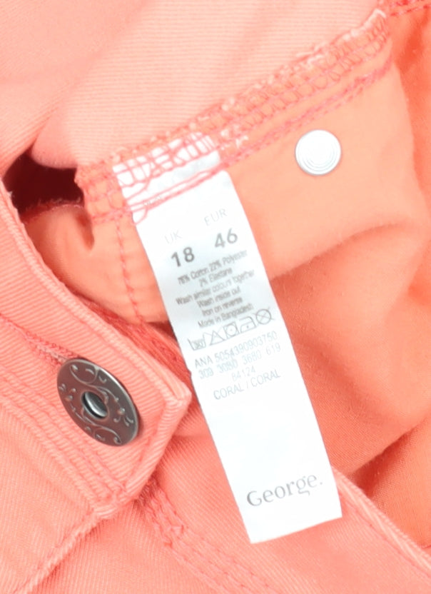 George Women's Cropped Pink Comfort Jeans Size 18