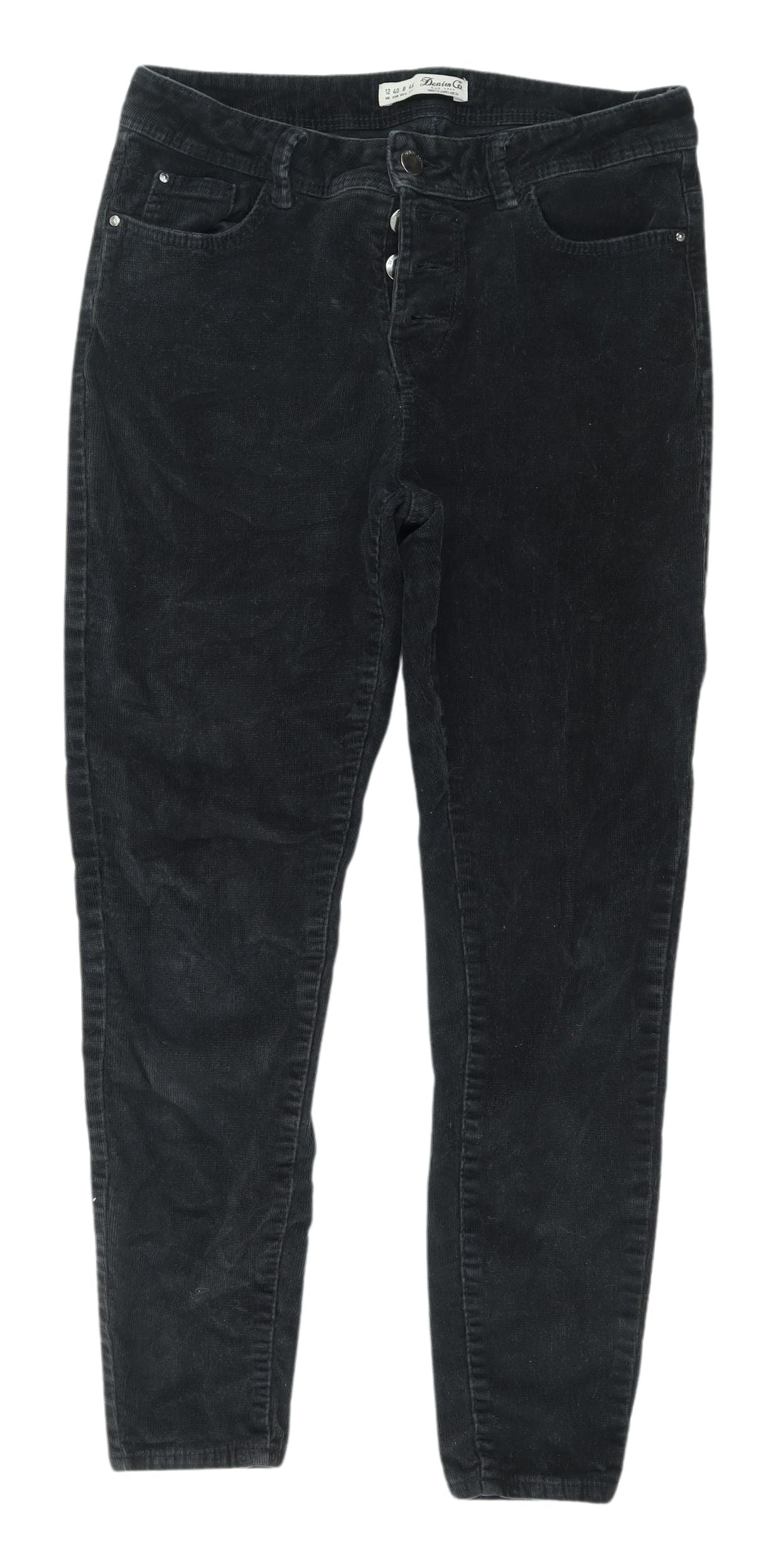 Denim Co. Women's Black Corduroy Jegging Trousers - Size 12