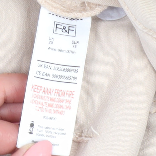 F&F Women's Beige Tapered Jeans - Size 20