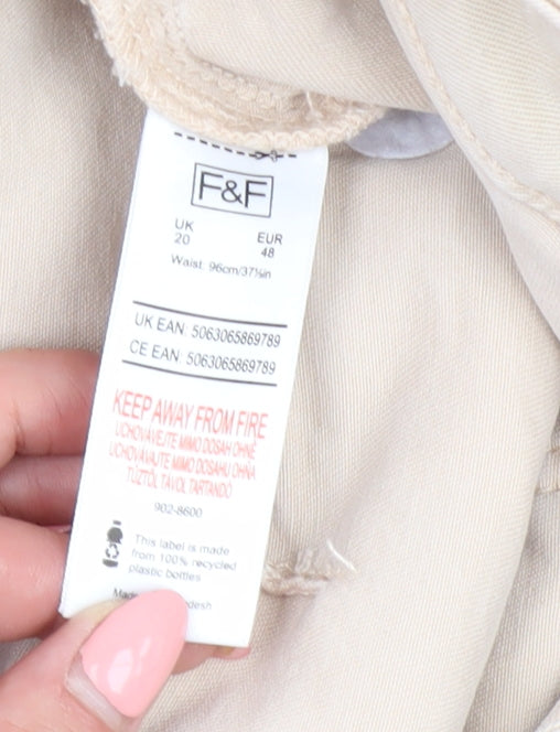 F&F Women's Beige Tapered Jeans - Size 20