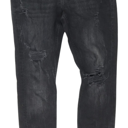 Zara Women's Black Distressed Skinny Jeans, Size 18
