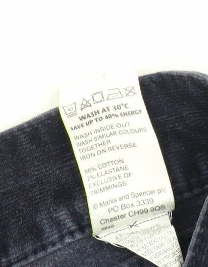 Marks and Spencer Women's Blue Corduroy Trousers Size 14