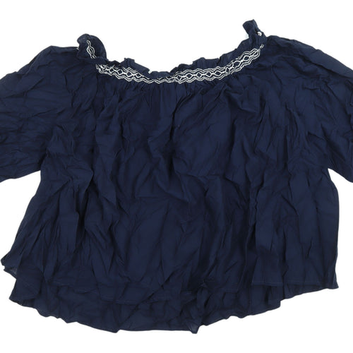 Marks and Spencer Women's Off-Shoulder Navy Blouse