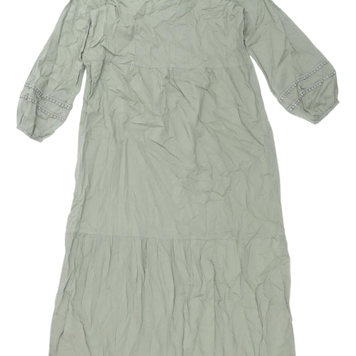 Marks and Spencer Green Embroidered Kaftan Dress