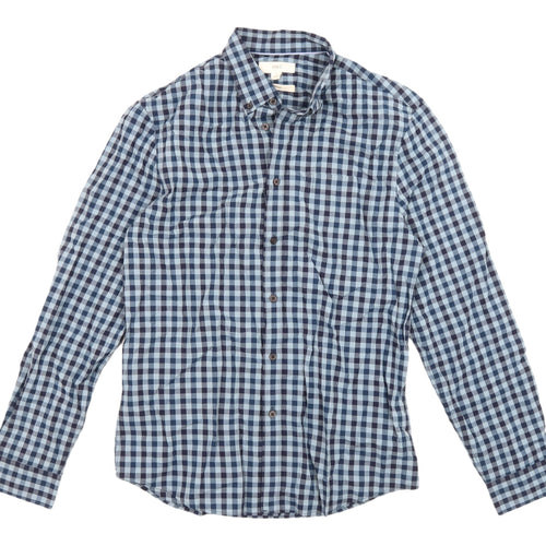 Marks & Spencer Men's Blue Check Shirt, Size S, Casual