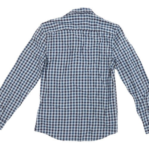 Marks & Spencer Men's Blue Check Shirt, Size S, Casual