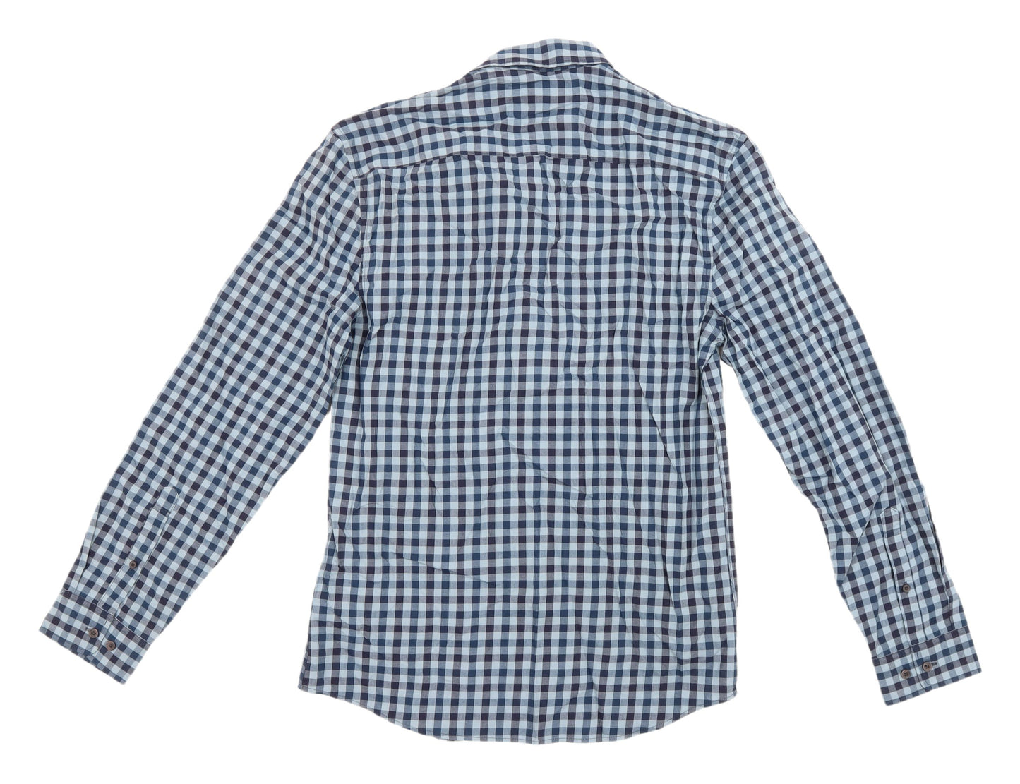 Marks & Spencer Men's Blue Check Shirt, Size S, Casual