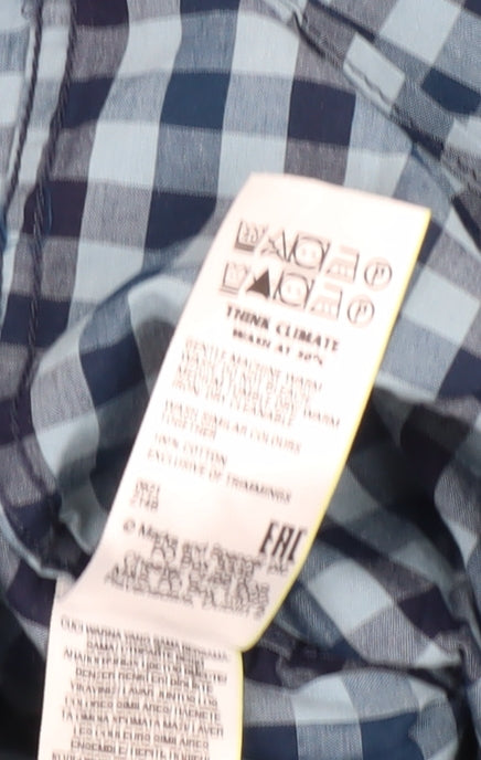 Marks & Spencer Men's Blue Check Shirt, Size S, Casual