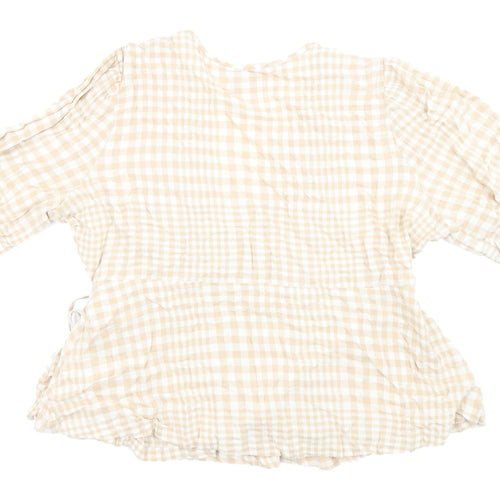 Marks and Spencer Women's Beige Check Wrap Blouse Size 20
