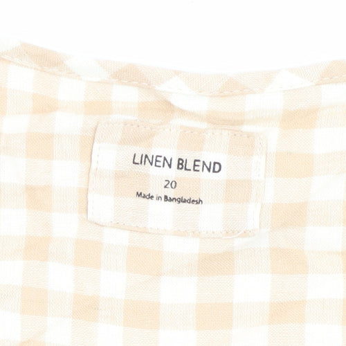 Marks and Spencer Women's Beige Check Wrap Blouse Size 20