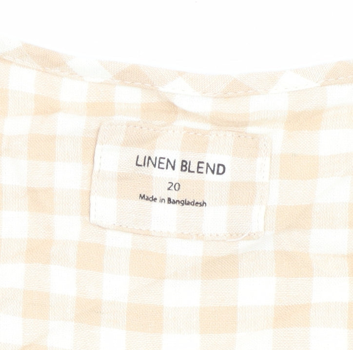 Marks and Spencer Women's Beige Check Wrap Blouse Size 20