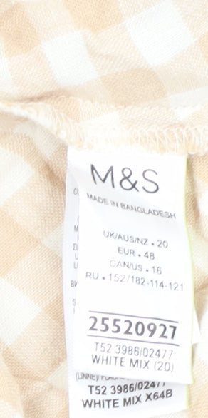 Marks and Spencer Women's Beige Check Wrap Blouse Size 20