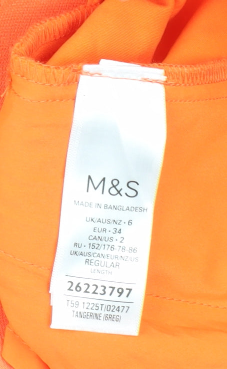 Marks and Spencer Women's Orange Cropped Trousers, Size 6