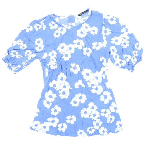 Marks and Spencer Women's Blue Floral Blouse Size 8
