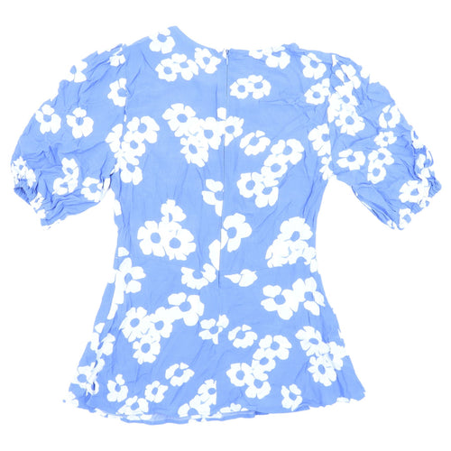 Marks and Spencer Women's Blue Floral Blouse Size 8