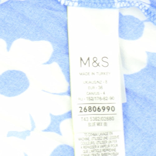 Marks and Spencer Women's Blue Floral Blouse Size 8