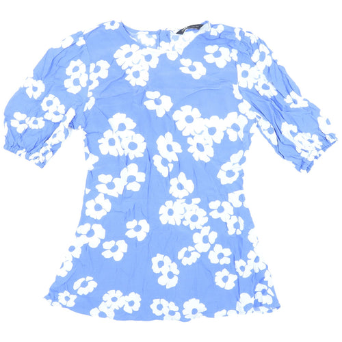 Marks & Spencer Women's Blue Floral Blouse, Size 8
