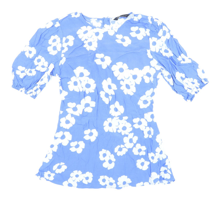 Marks & Spencer Women's Blue Floral Blouse, Size 8