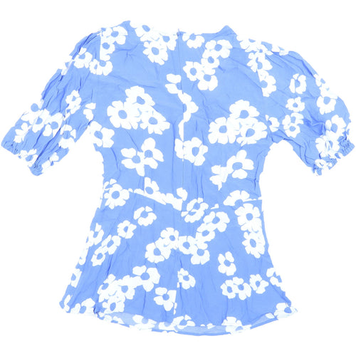 Marks & Spencer Women's Blue Floral Blouse, Size 8
