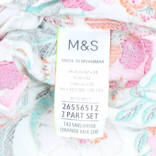 Marks and Spencer Floral Wrap Blouse, Women's Size 24, Multicoloured