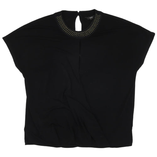 Next Women's Black Blouse, Size 14, High Neck, Beaded